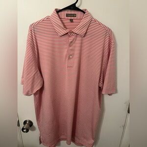 Peter Millar Pink and White Striped Polo Shirt